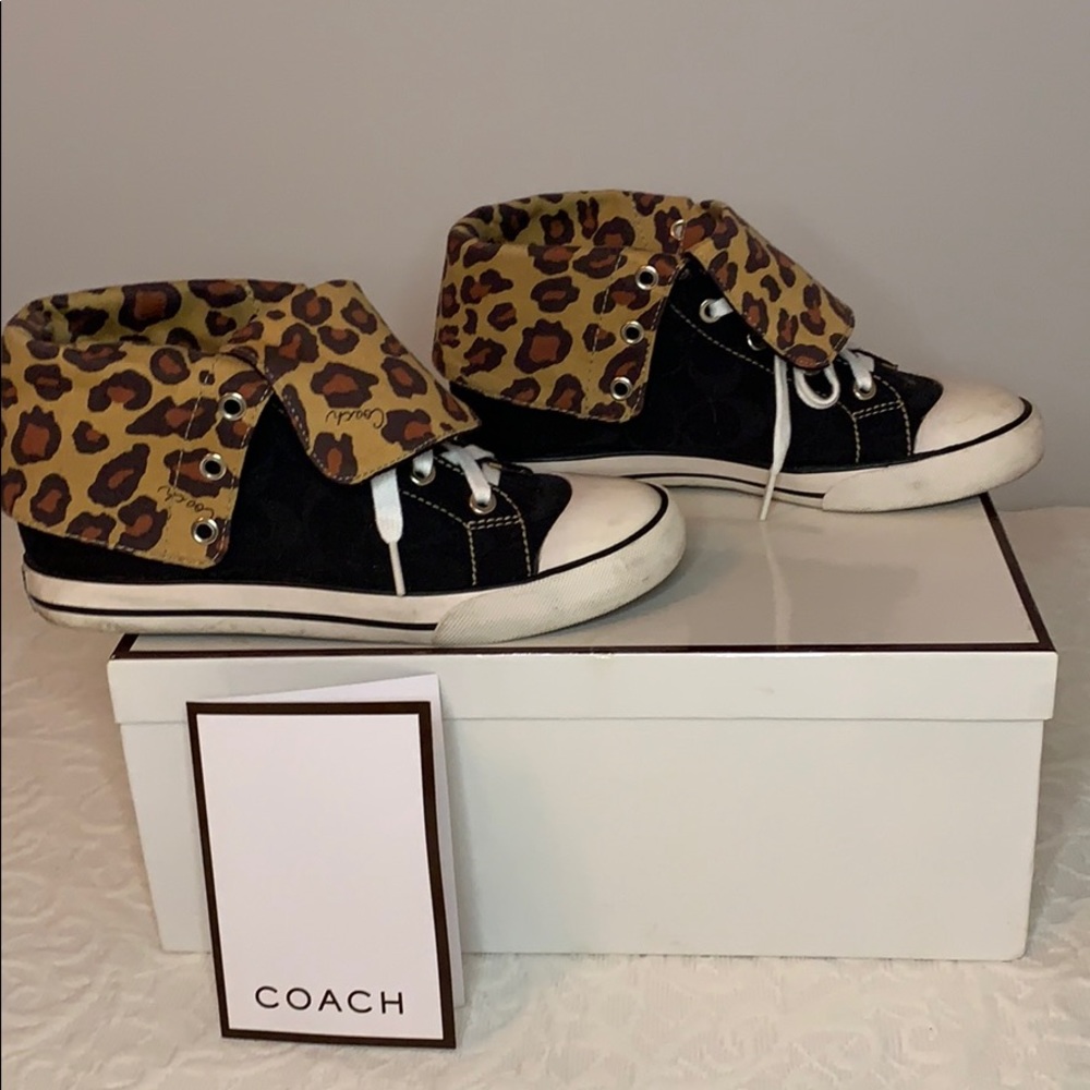 Coach Bonney High Top Leopard Sneakers